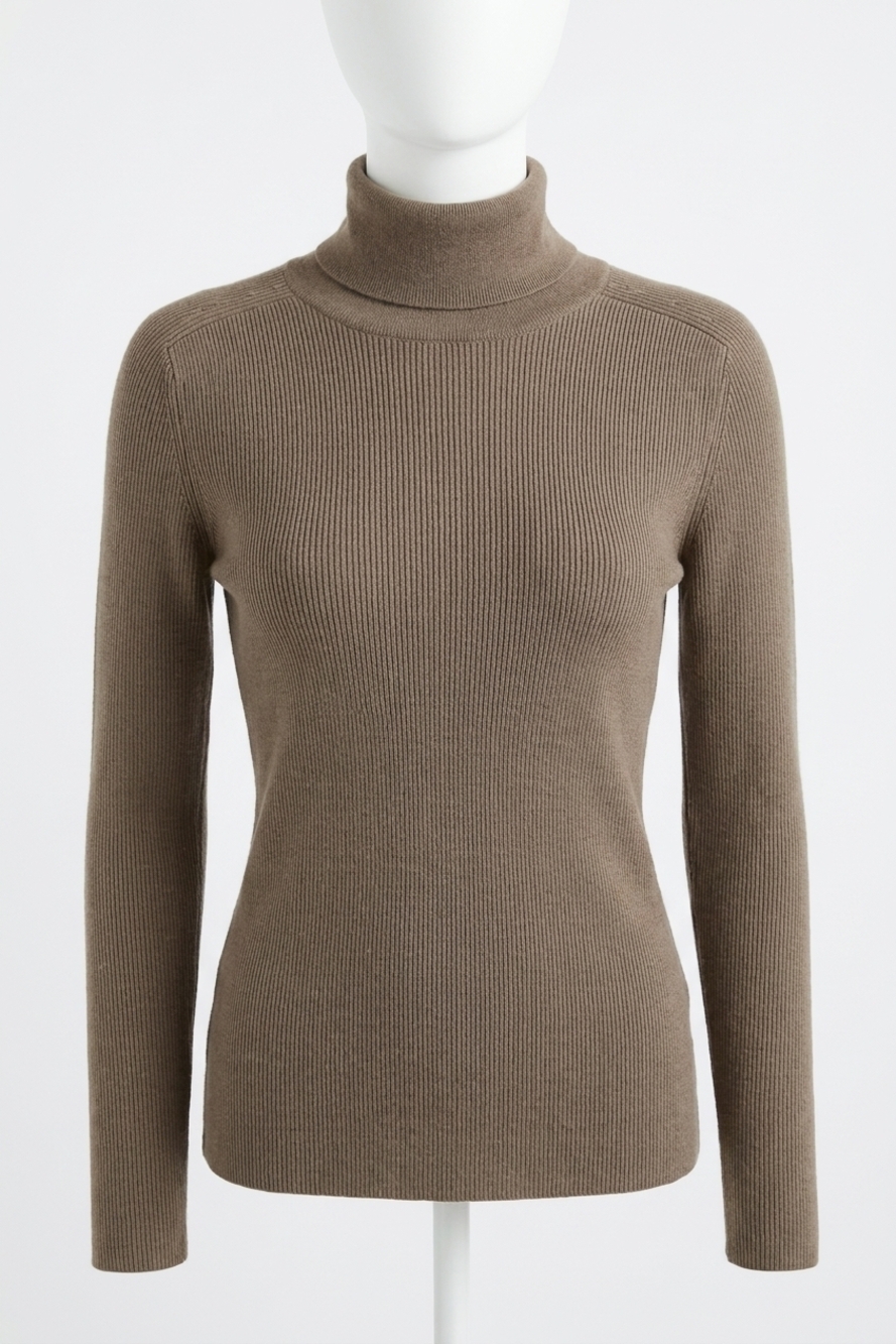 NEW LAFAYETTE 148 women's ribbed saddle sleeve turtleneck sweater in concrete